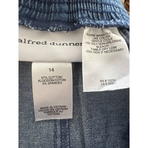 Alfred Dunner 14 Modest Pull On Elastic Waist Denim Skirt Boho Cottage Granny - Picture 5 of 5